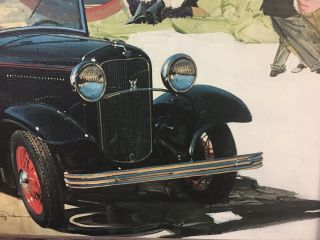 Thomas Hoyne Print In canvas.  1932 Ford Model 18 Convertible Cabriolet.  Framed. 7