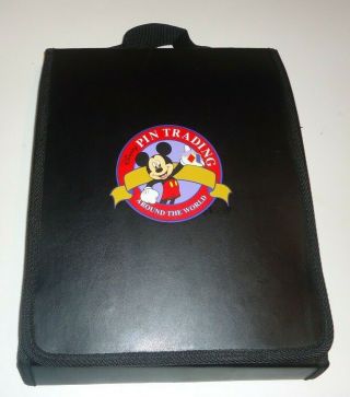 Disney Logo Pin Trading Around The World Black Leather Case With 167 Pins