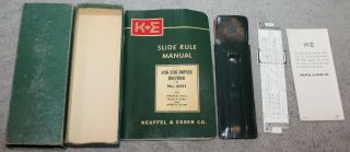 Vintage Keuffel & Esser Slide Rule 4181 - 1c Ivorite W/case & Paperwork