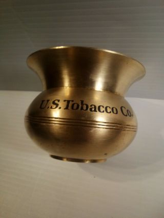 Vintage Us Tobacco Co Spittoon Brass Table Top