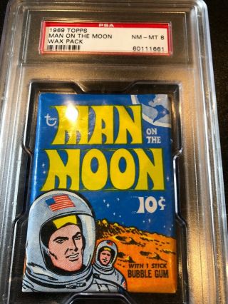1969 Topps Man On The Moon Wax Pack Psa 8 Nm - Mt
