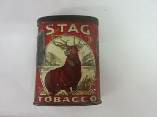 Vintage Advertising Tobacco Stag Short Oval Vertical Pocket Tin 860 - O