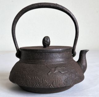 Japanese 200ml Iron Teapot Kettle Tetsu Kyusu : signed : design Crane 4