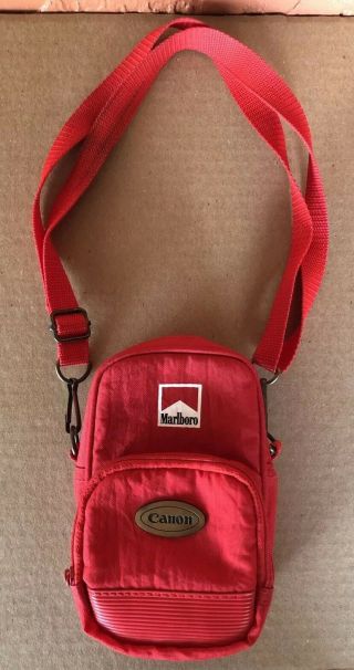 Vintage Marlboro Canon Red Nylon Camera Bag With Shoulder Strap