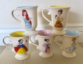Disney Store Designer Doll Mugs Princess Set Of 10 Ariel Belle Rapun
