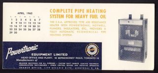 Montreal Quebec - Powertronic Equipment Limited - Blotter,  Pipe Heating System