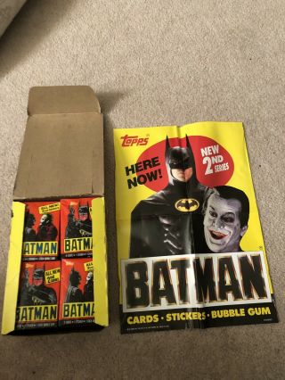 1989 Topps Batman Movie Trading Cards 2nd Series Full Wax Box 36 Packs W/poster