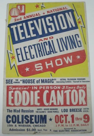 Vintage Television,  Electrical Living Show Poster 1949 Eddie Cantor Chicago