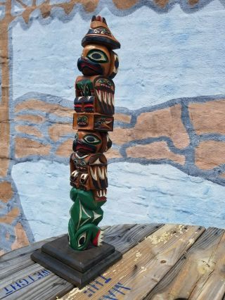 John Williams Wooden Carved Totem Pole 26” Native American 2