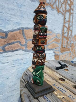 John Williams Wooden Carved Totem Pole 26” Native American 3