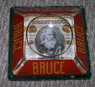 Vintage Robert Bruce 10 Cent Cigar Glass Advertising Ashtray 6 3/4 Inches Square
