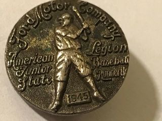 1945 Vintage Sterling Ford Motors American Legion Baseball Lapel Pin -