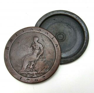 Antique 1797 Great Britain Opium Snuff Box Coin George Iii Cartwheel Penny