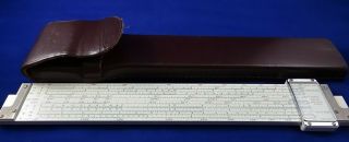 Teledyne Post Versalog Slide Rule,  44ca - 600,  Bamboo,  24 Scales,  Leather Case