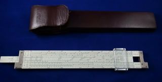 Teledyne Post Versalog Slide Rule,  44CA - 600,  Bamboo,  24 Scales,  Leather Case 5
