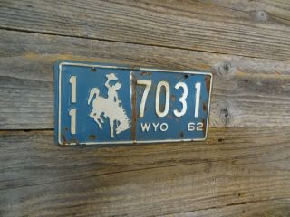 1962 Wyoming License Plate In Found Rustic Look Or Restore
