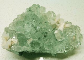 Rare 2 - In - 1 Large Gem Grade Green Fluorite W/calcite Twins,  Peru,  4.  5”x2.  5 " X2.  5 "
