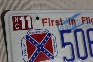 2006 North Carolina Speciality License Plate NC 5064 SCV Sons of C.  Veterans Tag 2