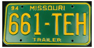 Missouri 1994 Three Year Trailer License Plate 661 - Teh