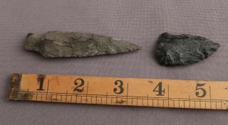 2 Native American Indian Spear Points From Pennsylvania Estate
