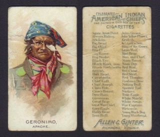 N2 Allen & Ginter Tobacco Card - American Indian Chiefs Series - Geronimo Apache