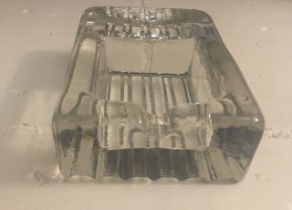 Vintage Large Clear Glass Slab Ashtray Mid - Century Modern Catch - All Dish,  Solid
