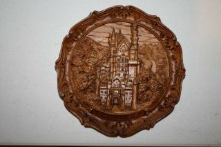 Vintage Wood Looking Resin Mold Neuschwanstein Castle Germany Souvenir Plate