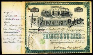 1892 Philadelphia Bourse & Scarce Stock Certificate