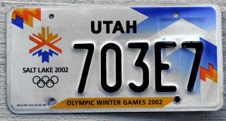 Utah 2002 Salt Lake City Olympic Winter Games " Olympics " License Plate