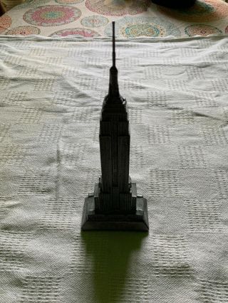 Vintage White Metal Empire State Building York City Souvenir,  11” Tall,