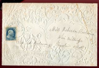 20 1c Ty Ii Plate 11 On Embossed Civil War Era Valentine Envelope Cat $1000 V49