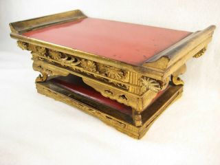 ANTIQUE JAPANESE 140 YEAR OLD HIGHLY CARVED BUDDHIST ALTAR STAND GOLD LACQUER 2