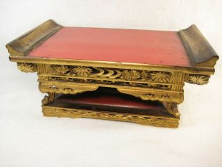 ANTIQUE JAPANESE 140 YEAR OLD HIGHLY CARVED BUDDHIST ALTAR STAND GOLD LACQUER 4