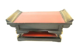 ANTIQUE JAPANESE 140 YEAR OLD HIGHLY CARVED BUDDHIST ALTAR STAND GOLD LACQUER 8