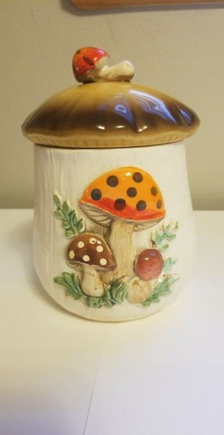 Vintage 1978 - 83 Sears Roebuck Merry Mushroom Set of 3 Ceramic Canisters. 7