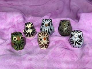 Vintage Owl Mexican Pottery Art Hand Painted Ceramic Birds