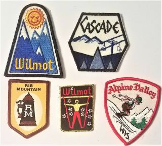 5 Vintage Cascade,  Wilmot,  Rib Mt. ,  Alpine Valley,  Wi Ski Resort Patches,  B