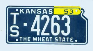 1953 Wheaties Cereal Premium License Plate - Kansas