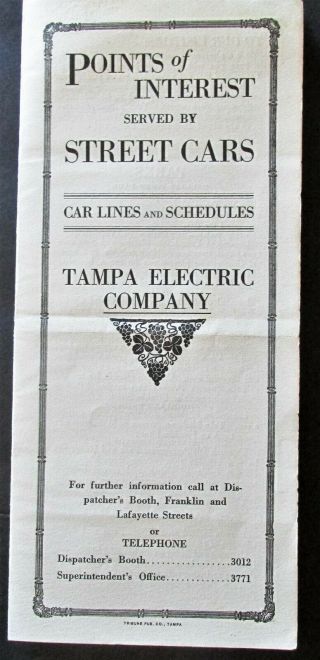 Early Florida Brochure Points Of Interest Served By Street Cars Tampa Electric
