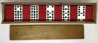 Vintage Bakelite 55 Dominoes Red White Spinner Domino Double Nine - Complete Set