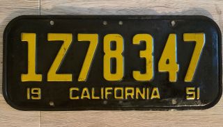 1951 - California CAR license Plate pair,  All Untouched 1Z78347 6