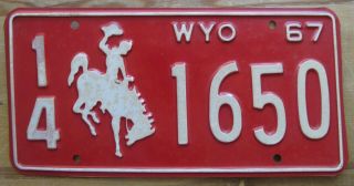 Wyoming 1967 Niobrara County License Plate Quality 14 1650