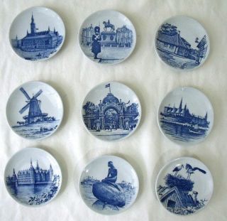 [gr] Set Of 9 Sas Souvenir Porcelain Plates From Denmark