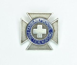 Antique Faribault School Practical Nursing Nurse Sterling Silver Pin Minnesota