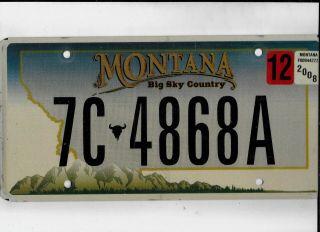 Montana Passenger 2008 License Plate " 7c 4868a " Natural Flathead