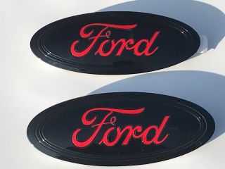 2018=9 Ford F - 150 Black & Race Red Logo,  Emblem Set