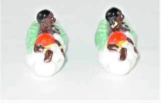 Vintage Salt and Pepper Shakers Black Americana Boys on Cabbage 2