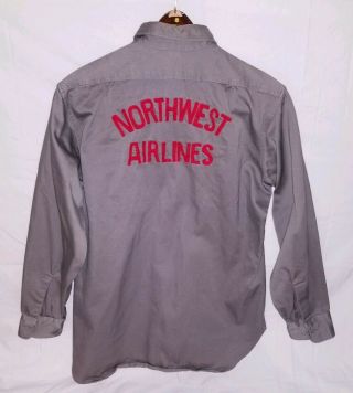 Vtg Northwest Airlines Lee Army Twills Sanforized Work Wear Uniform Shirt Gusset