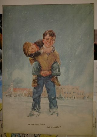 Vintage Valentine Bonhajo " Boys Town " Oil On Canvas " He Ain 