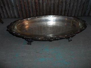 Large Silverplate Serving Tray/pan=3 Qt Pyrex Glass Insert=3 " Tall=20.  5 " X 13 "